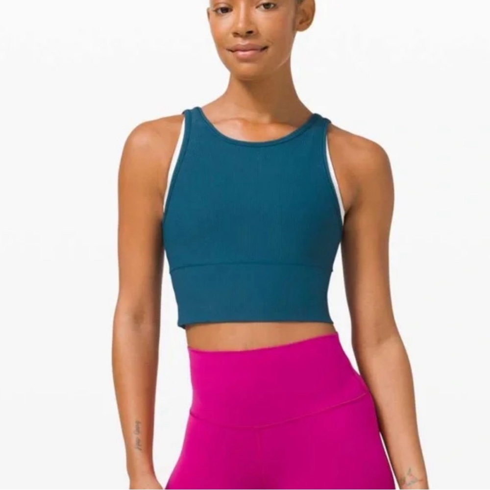 Lululemon Power Pivot Ribbed Tank Top - Blue Borealis Size 6